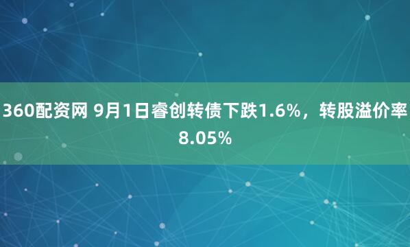 360配资网 9月1日睿创转债下跌1.6%，转股溢价率8.05%