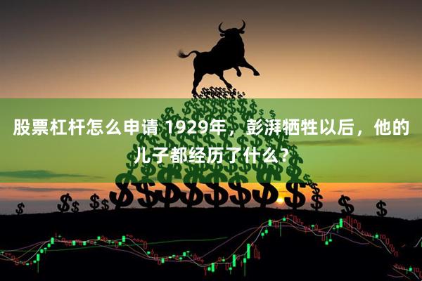 股票杠杆怎么申请 1929年,彭湃牺牲以后,他的儿子都经历了什么?